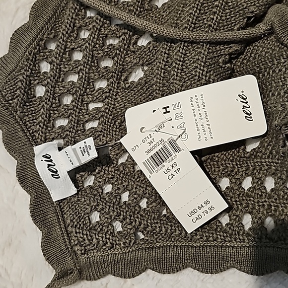 NWT Aerie Olive Green Crochet Dress - Picture 10 of 11